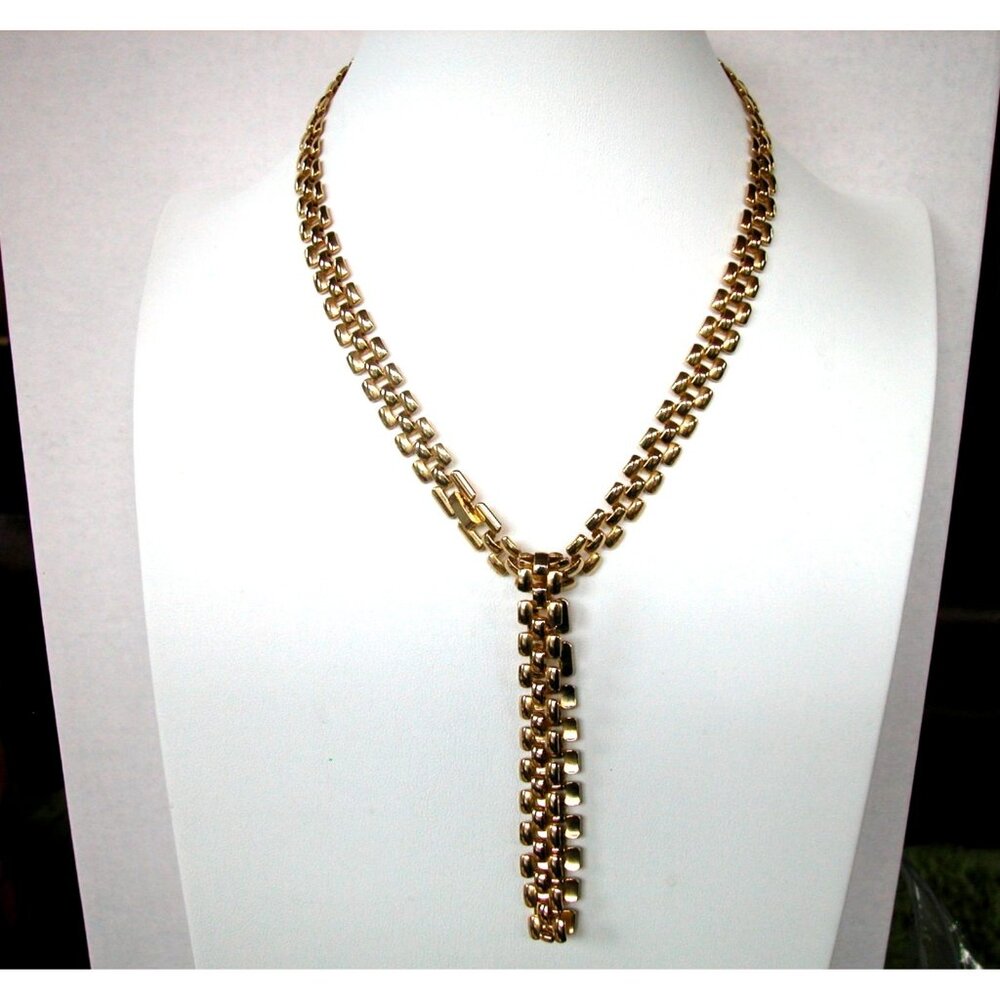 Vintage Gold Tone Double Link Necklace Choker Style & Bracelet